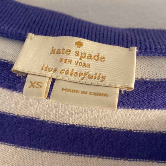 Kate Spade Purple and White Button Up 3/4 Sleeve Sweater - Picture 2 of 4